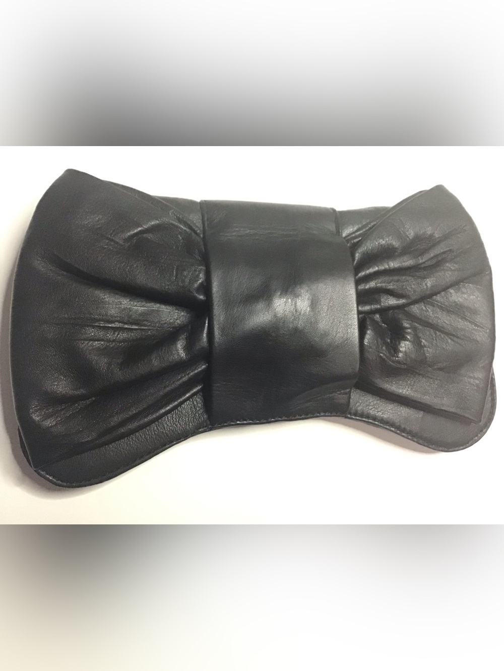 Steve Madden Black Leather Bow Clutch